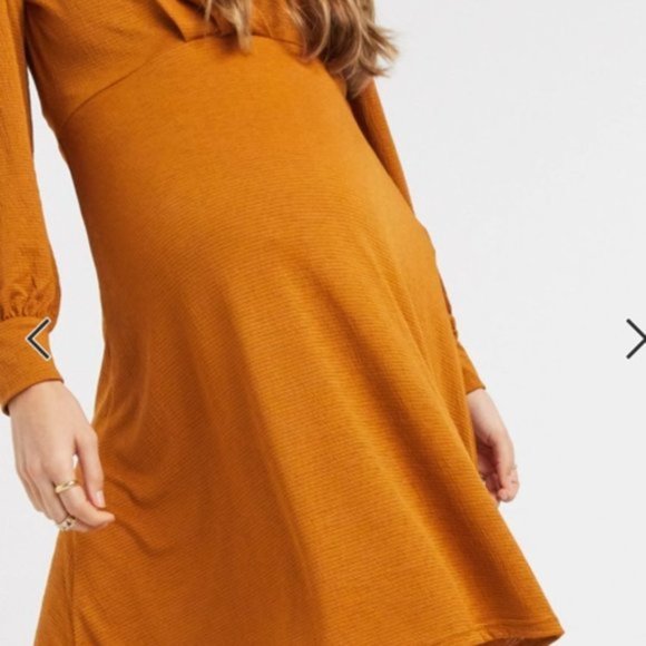 BNWT ASOS High Low Maternity Dress XS Rust - Picture 2 of 5